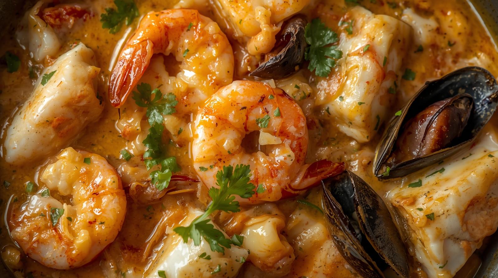 Mixed Seafoods with Coco Sauce